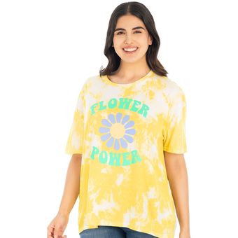 Playera Estampada Oversize Para Mujer 877TI Amarillo Linio