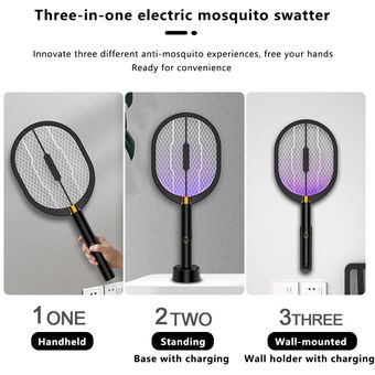 matamoscas eléctrico Lámpara LED antimosquitos 3 en 1 raqueta de m 