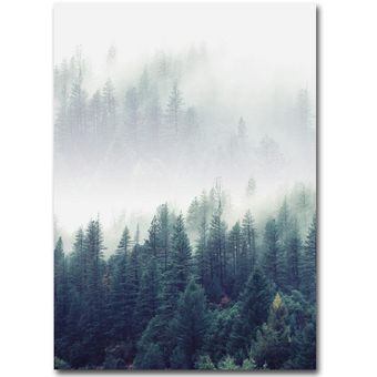 50x70cm bosque neblinoso paisaje arte lienzo póster impresión estilo nórdico decoración del hogar-A 50x70cm 