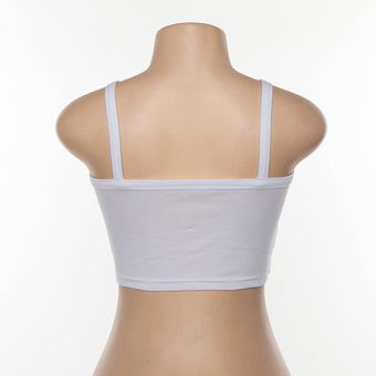 LVINMW-Camiseta sin mangas con cuello en U Top corto ajustado Mujer.. 