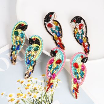 Juran Boho Cuentas Hechas A Mano Rhinestone Parrot Parrot 