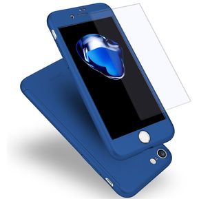 Funda Para Iphone 7 Plus 360 Cristal Templado Azul Marino