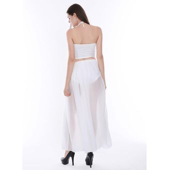 informal moderno y encantador. cómodo el vestido de mujer es simple Explosivo traje blanco de dos piezas Vestido de gasa sexy 