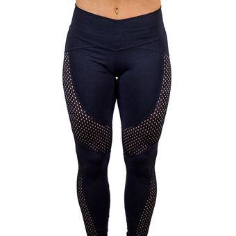 Gasa seca rápido pantalones de yoga fitness Running Leggings cosiendo pantalones deportivos-Negro 