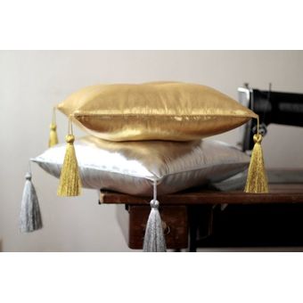 almohada de cintura sofá Cojín de plata y borla de oro con relleno 