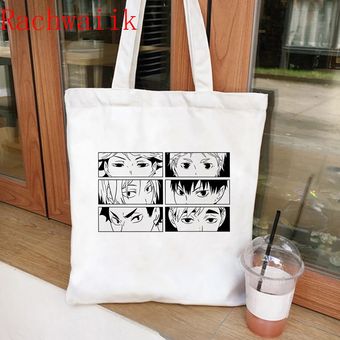 Medio Bolso de compras con estampado de anime para mujer,90s 30-50 cm 