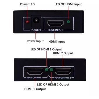 Splitter Divisor Hdmi De 1 Entrada A 2 Salidas Multiplicador - Generico