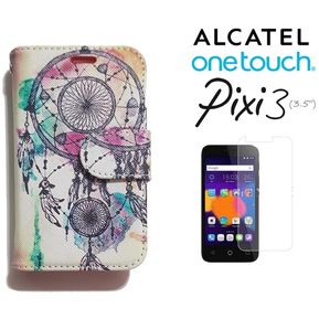 Funda Flip Cover + Glass Alcatel One Touch Pixi 3 (3.5)
