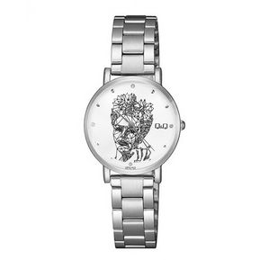 Reloj Qq Qyq Elegante Frida Kahlo Acero + Estuche Dama