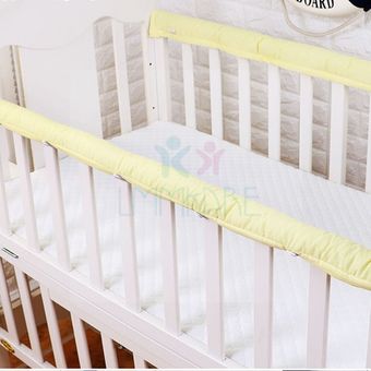 Parachoques acolchados de algodón para bebé rieles de cama para niños pequeños protector de dentición con elásticos para una seguridad juego de cubierta de riel de cuna 