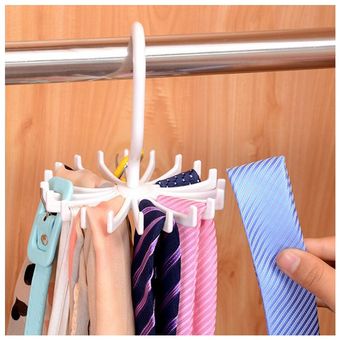 Tie Rack de plástico de 360 ​​grados de rotación del estante Traje organizador del armario de prendas de vestir 