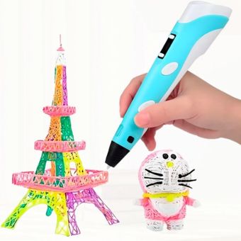 3D Pen- Bolígrafo de impresión 3D con pantalla – Incluye bolígrafo 3D, 3  filamentos de colores material PLA + y cargador
