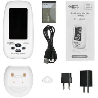 SMART SENSOR Monitor digital de calidad del aire 5 en 1 con temperatura aire PM2.5 humedad 