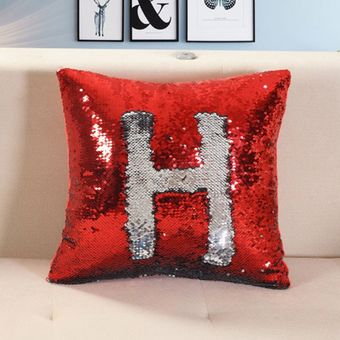 40 cm de la funda de almohada decorativa de lentejuelas almohada cojín del sofá de la cubierta para el hogar del coche rojo y plata-H 40 