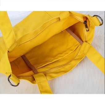Bolso de lona liso para mujer bolso grande de compras de gran capacidad bandolera informal #Yellow 