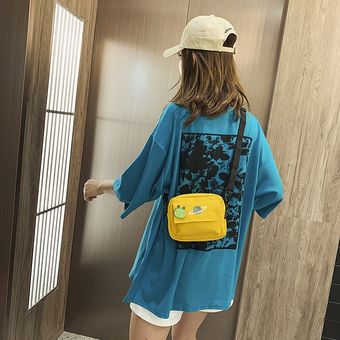 #White Mini bolso cruzado de lona para mujer bandolera de hombro pequeña coreana con solapa para teléfono 