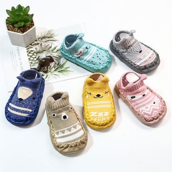 Bebé calcetines de bebé calcetines que caminan de aprendizaje para niños pequeños calcetines del piso Calcetines Calzado de dibujos animados azul 