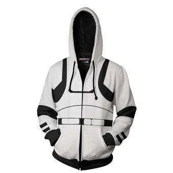 Blanco+Negro Star Wars Polerón Deportivo con Zip Hombre 