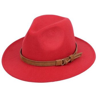 azul vaquero sombrero de fieltro con visera ancha amarillo y rosa WAN（#Dark Grey） estilo Jazz de Panamá negro rojo Sombrero de ala ancha para hombre y mujer 