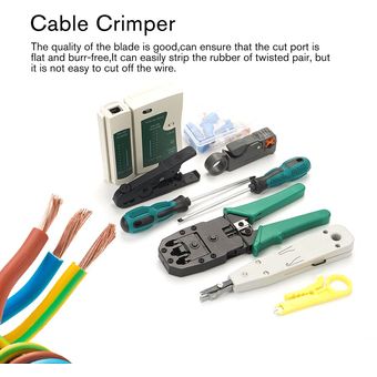 Portátil de reparación de la red LAN Kit de herramientas de cable UTP probador y alicates Red Crimper 