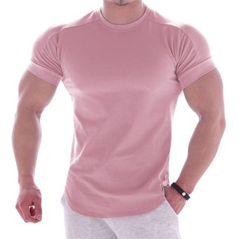Camiseta de gimnasio de manga corta de algodón para hombre  camiseta.. 