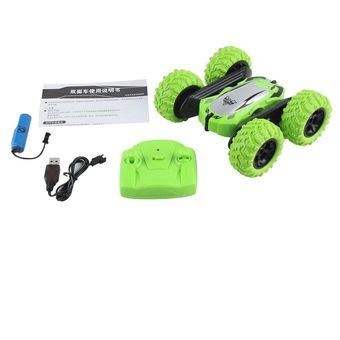 Off-Road de control remoto de coches en las cuatro ruedas Stunt Car con Cool iluminación juguete verde 