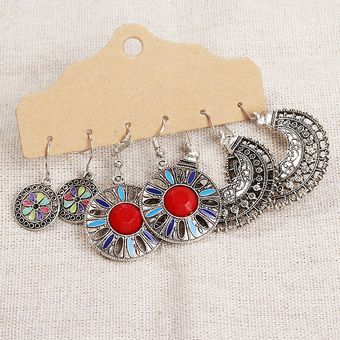 Lats Boho Aretes De Plata Étnica De La Mujer Conjunto De De 