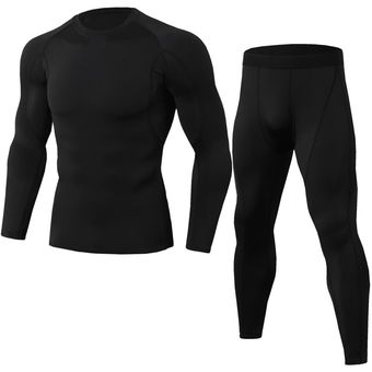 Traje deportivo de Licra para Hombre, ropa deportiva de con capa Base, medias de verano para Fitness y ciclismo(Pure Black)
