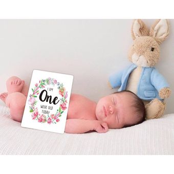 Juego de tarjetas fotográficas de hito para bebé,Set de tarjetas fot 