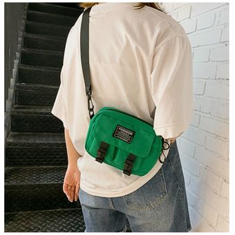 Mini bolso de hombro informal coreano cruzado Bolsa de mensajero de lona pequeña para mujer #Green 
