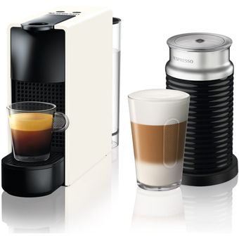 Nespresso - Cafetera con Cápsula Nespresso Essenza Mini Blanca con Espumador de Leche