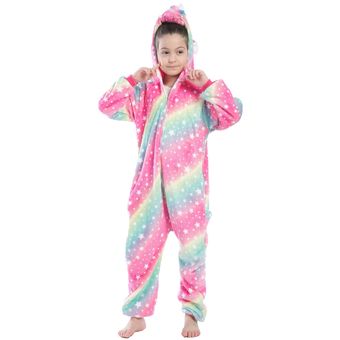 suave y cálida para el hogar-LA61 Pijama de unicornio para niñas para viñetas de animales ropa de dormir totalmente de franela 