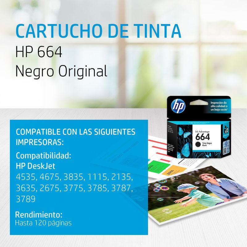 TINTA HP 664 NEGRO P INK ADV 2135 1115 (F6V29AL)