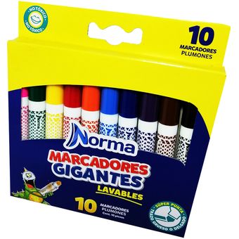 Marcadores Plumones Lavables Doble Punta X 10 Norma