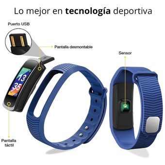 Redlemon Fitband Sport A Color Contra Agua Ritmo Cardiaco Azul