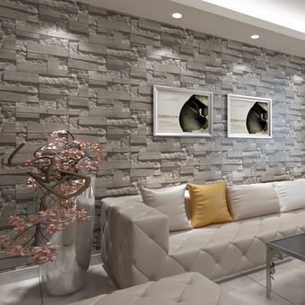 Rollos de papel de pared de papel tapiz de ladrillo no tejido en relieve 3D de 10 m y dormitorio de la sala de estar 