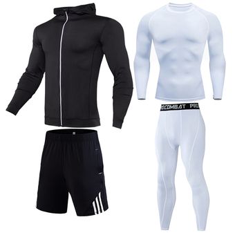 rápido seco hombres de conjuntos de 1-4 unidsset de trajes de deporte baloncesto medias ropa gimnasio Fitness Jogging ropa deportiva #4-PC suit 10 