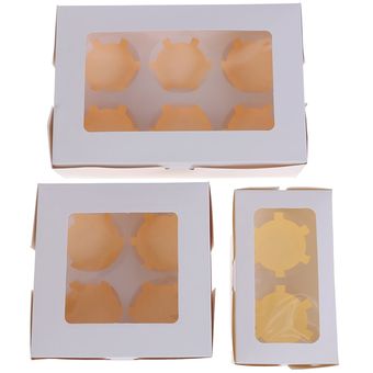 5 uds Kraft de la Magdalena de papel caja de embalaje con ventana pa 