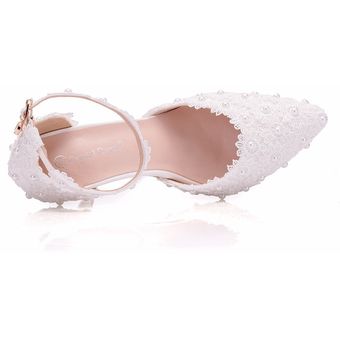 Zapatos de novia de la perla de encaje de flores bordado Stiletto Heel Comfort 