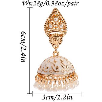 Pendientes Indios Jhumka Jhumki Floral Floral Tallado 