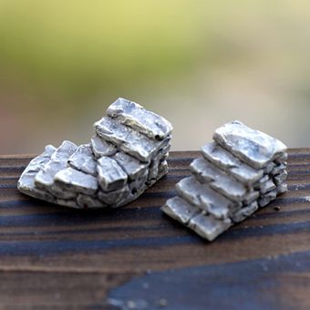 2 piezas Mini jardín de resina en miniatura pasos de piedra camino esc 