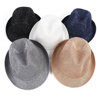Sombrero Fedora transpirable para mujer  diseño Casual de Paillette 