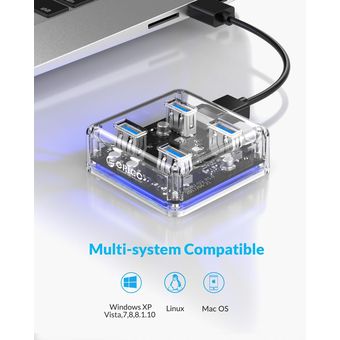 Separador de adaptador USB3.0 de 4 puertos del concentrador Osb transparente de Orico 
