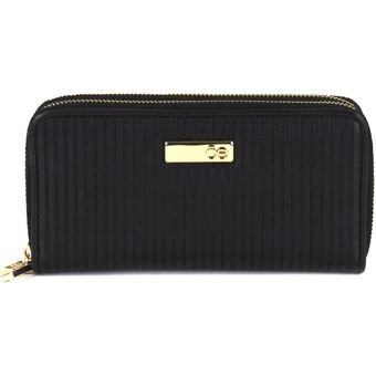 Cartera Cloe Cierre Doble con Acabado de Relieve color Negro para