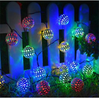 Guirnalda de luces solares de bola marroquí,iluminación de bola redonda con batería,decoración de j 