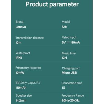 Lenovo-auriculares Inalámbricos Sh1 Con Bluetooth 5,0