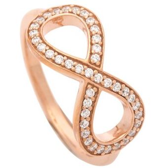 Zirconia Infinity Ring Rose Oro Y Plata Boda De Dos 8 Anillo 