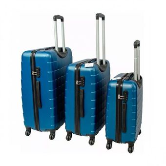 Maleta Rigida Set 4 Maletas de Viaje 4 Ruedas Azul 16 20 24 28