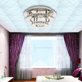 luz blanca 36W Luces de techo de cristal LED redondas modernas Candelabros Luces de pasillo de dos capas 