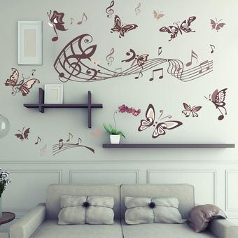 Wall música de la mariposa etiqueta engomada desprendible creativa Etiqueta-Multicolor 
